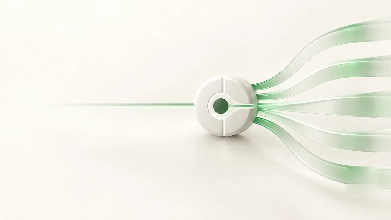 A ceramic policy core distributing a green stream into five capital routes
